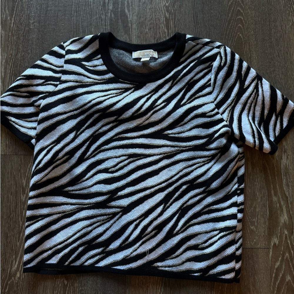 MICHAEL Michael Kors Black and White Zebra Print Kids Tee